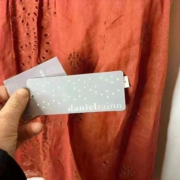 Daniel Rainn Blouse Women Medium Terracotta Rayon Lined through body, 3/4 Sleeve - Picture 4 of 7